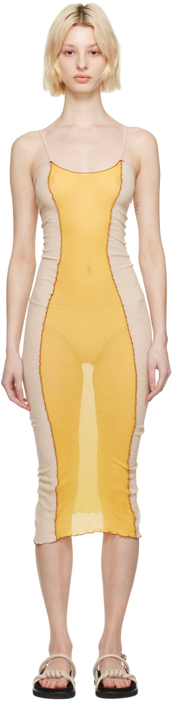 Baserange Yellow Sun Shok Maxi Dress In Undyed/sun Yellow