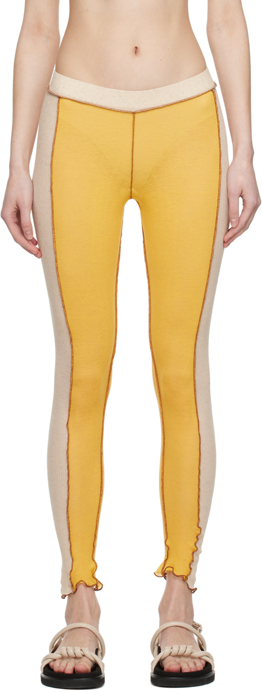 Baserange Beige Sun Leggings In Undyed/sun Yellow