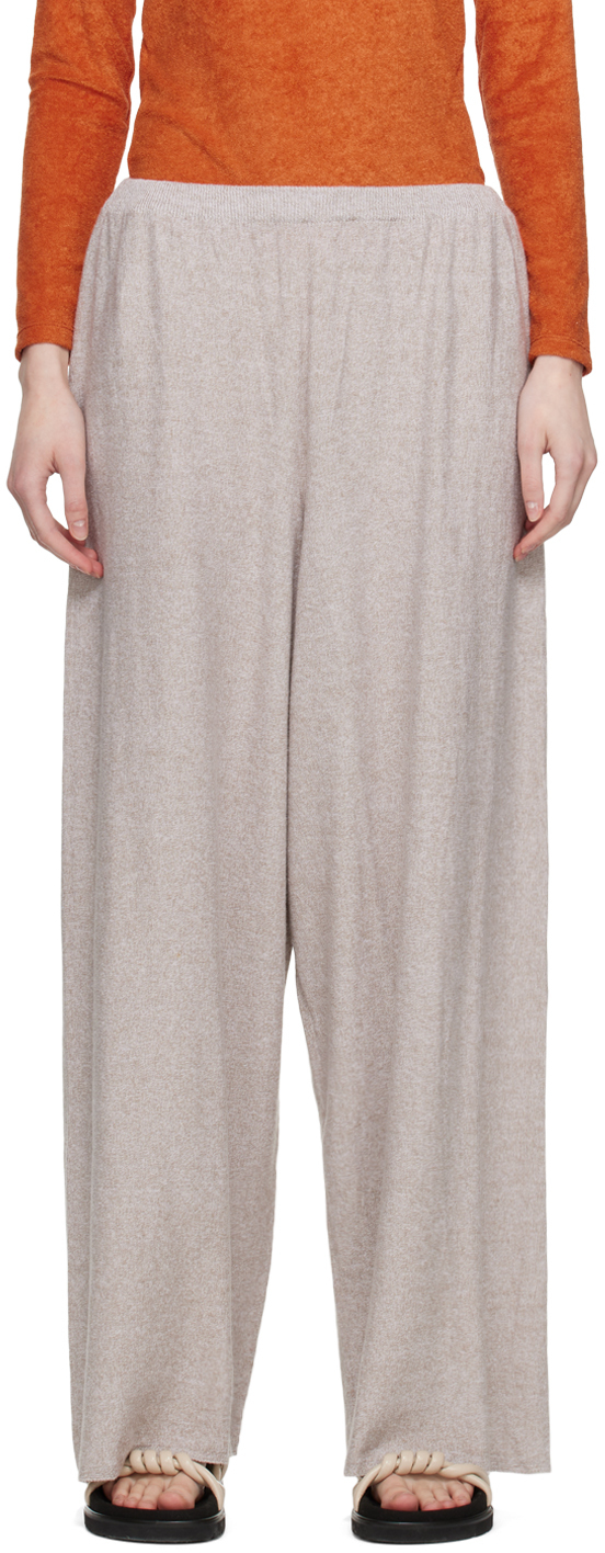 Beige Square Lounge Pants by Baserange on Sale