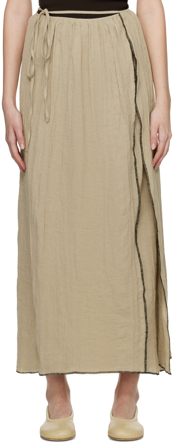 Baserange Shok Wrap Maxi Skirt In Brown
