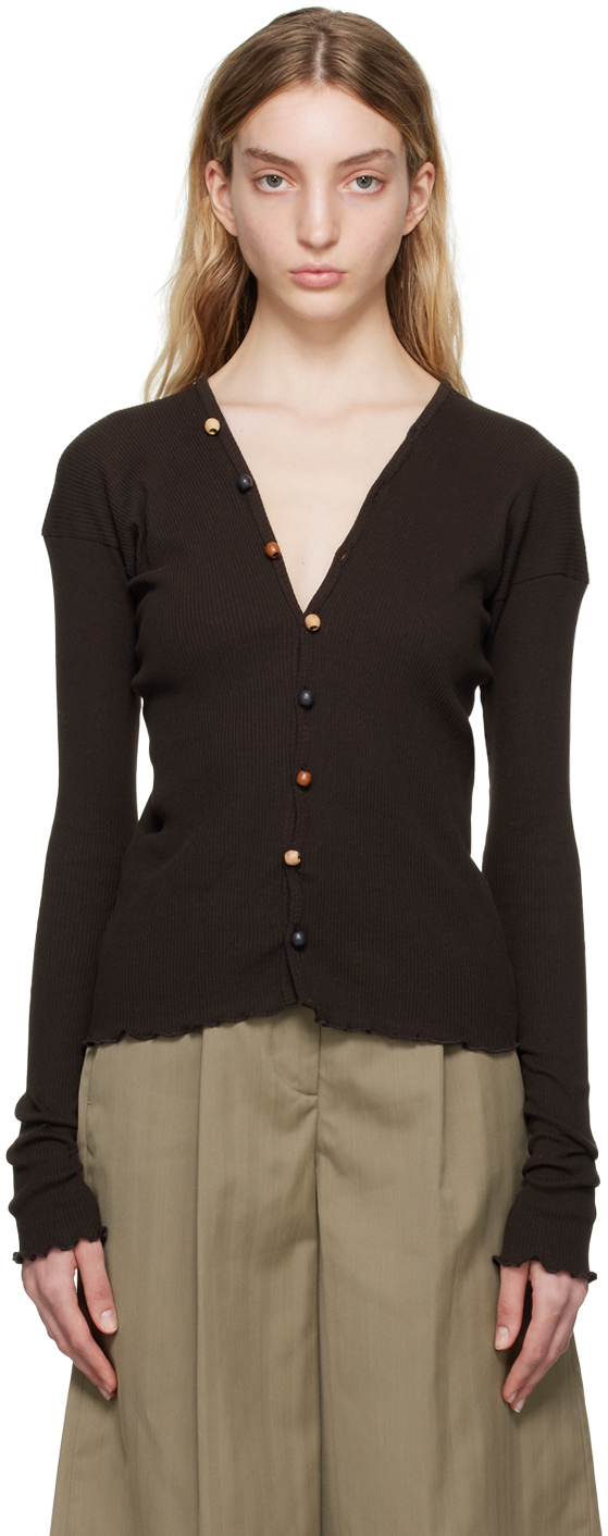 Brown Tav Cardigan by Baserange on Sale