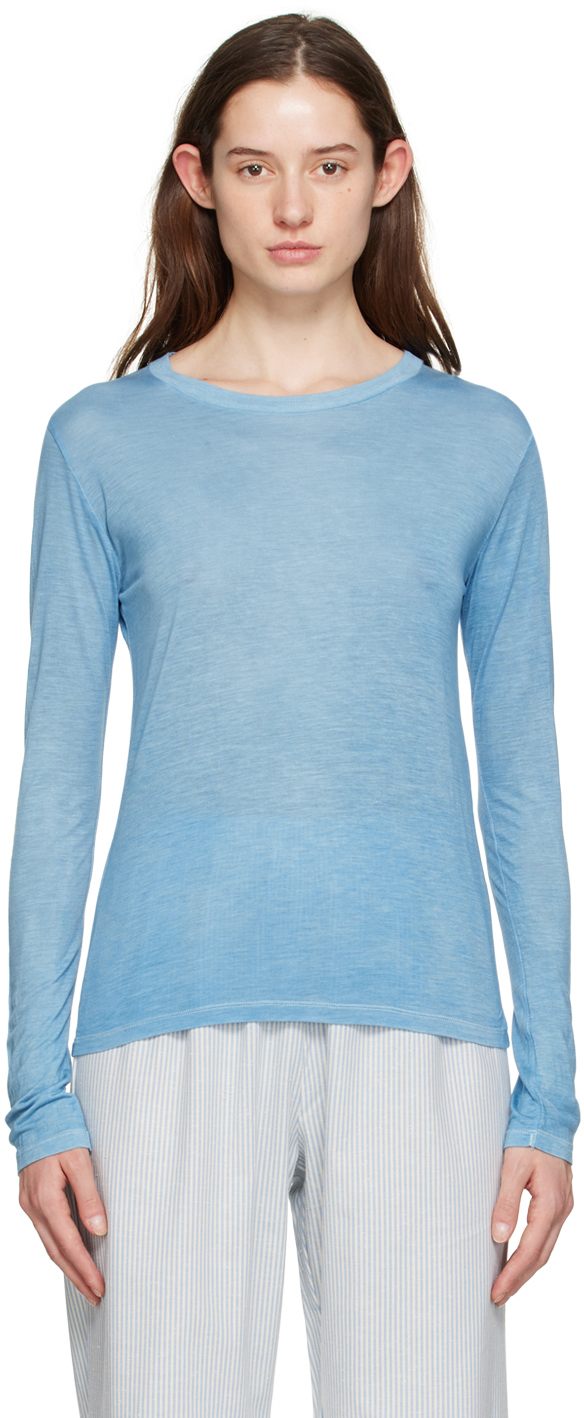 Baserange Blue Crewneck Long Sleeve T-shirt | ModeSens