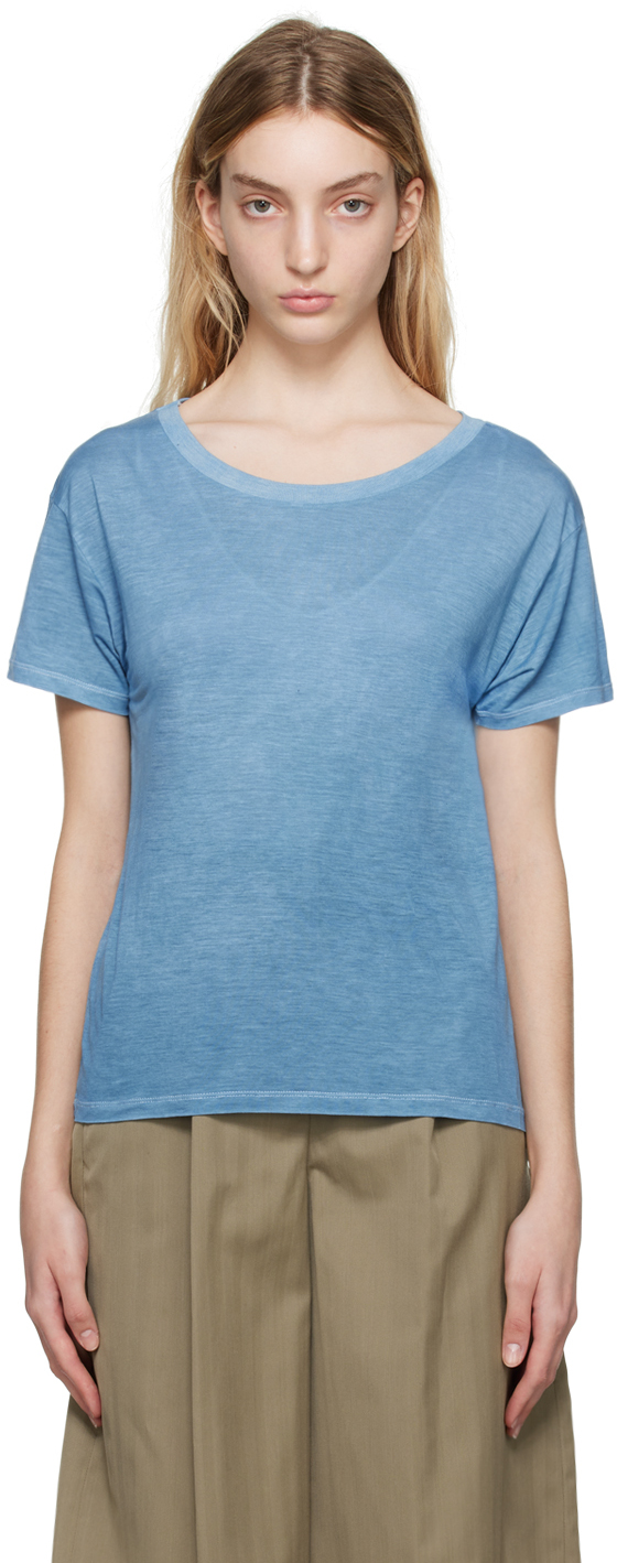 Baserange: Blue Loose T-Shirt | SSENSE Canada