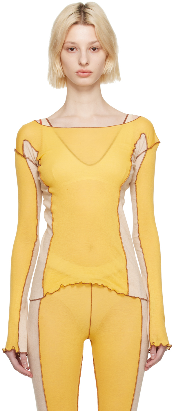 Baserange Yellow Sun Long Sleeve T-shirt In Undyed/sun Yellow