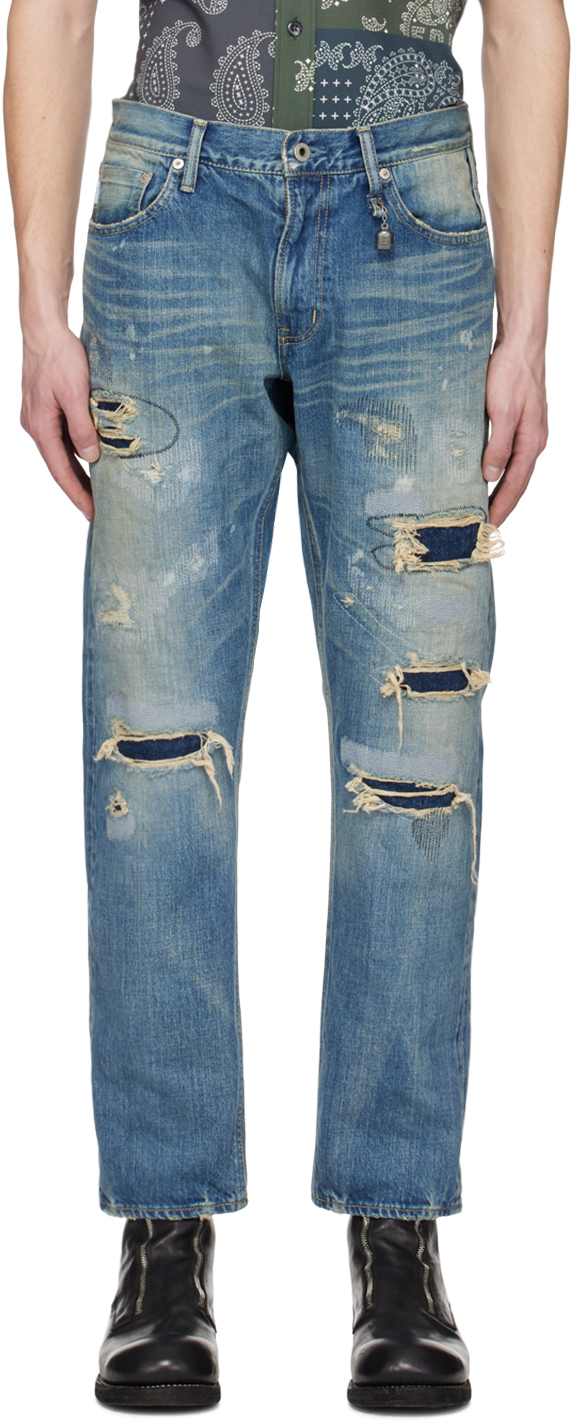 FDMTL: Blue Slim-Fit Jeans | SSENSE UK