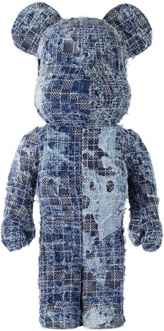Blue BORO 1000％ Bearbrick by FDMTL SSENSE UK