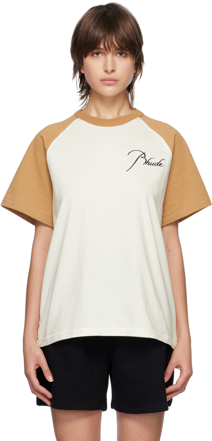 Rhude White & Tan Raglan T-Shirt