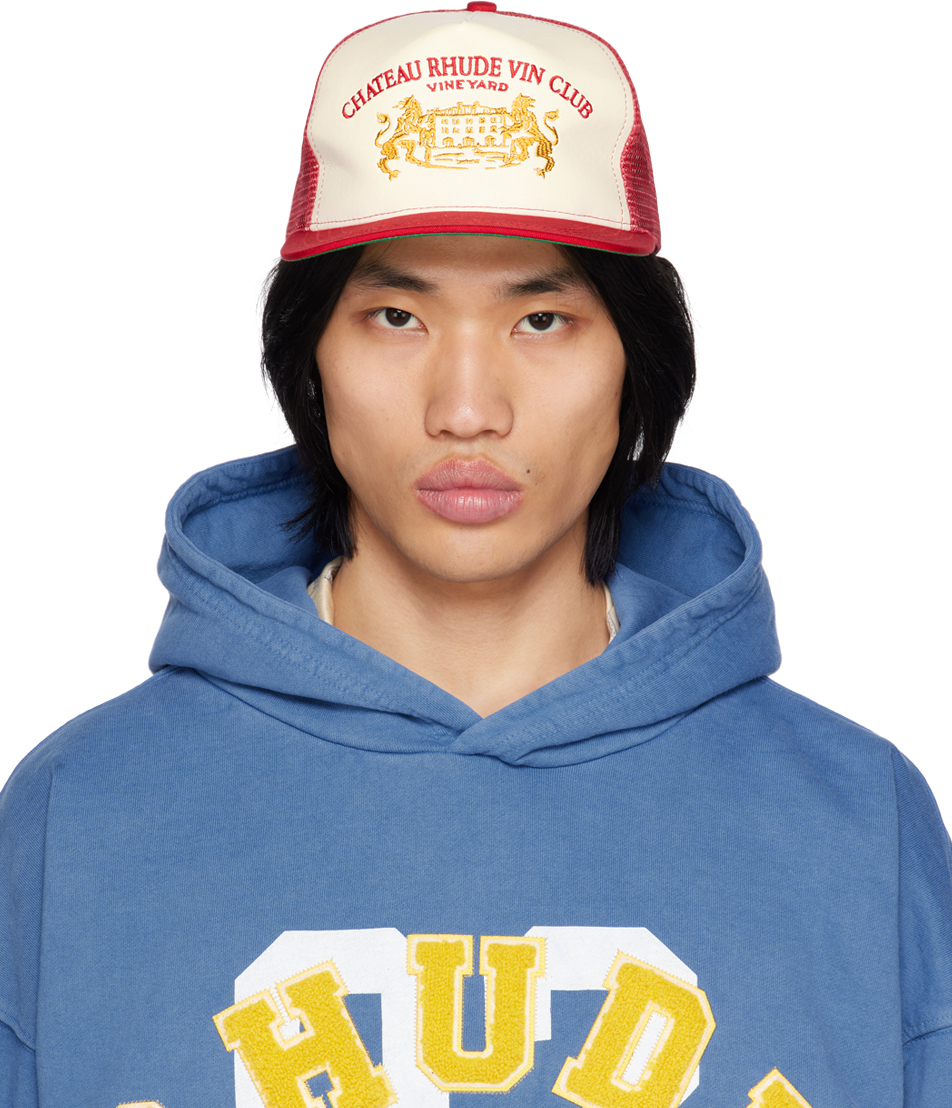 Rhude Cellier Embroidered Trucket Hat In Red