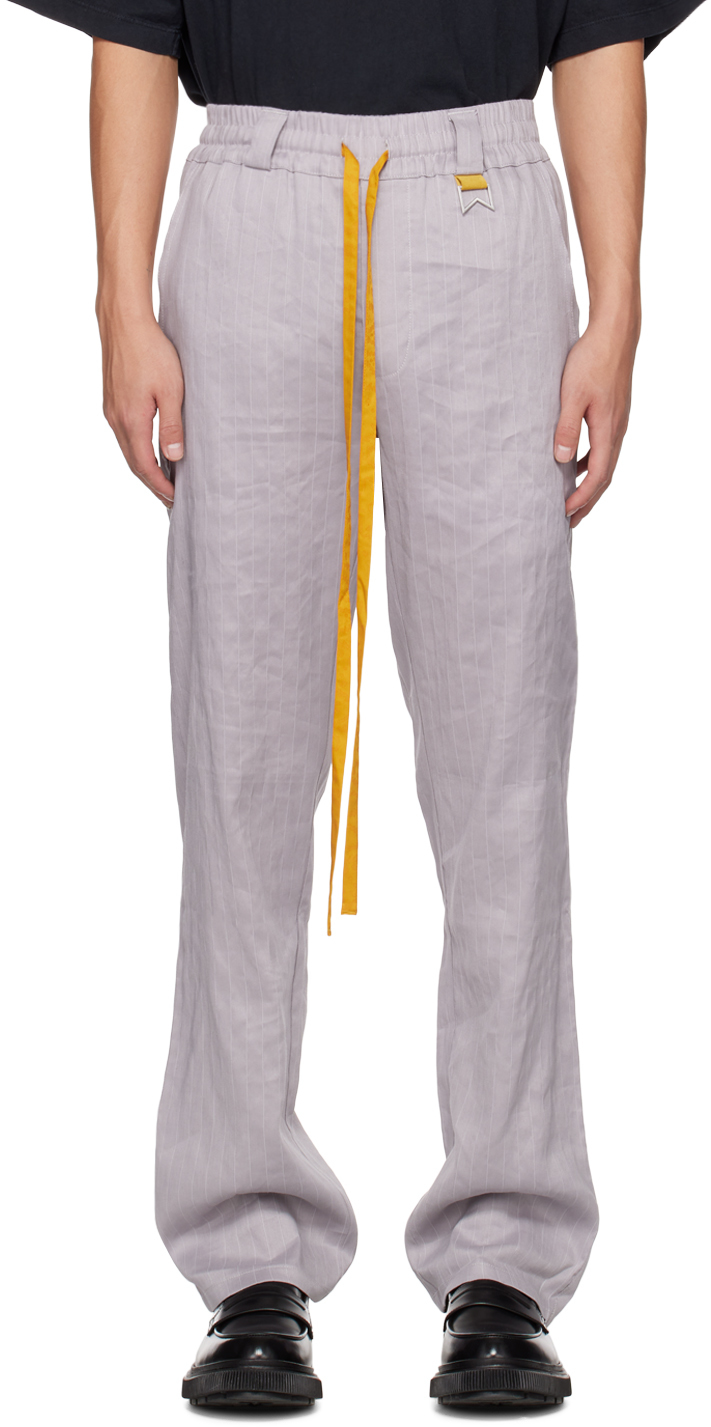 Rhude Gray Sala Trousers In Grey Stripe