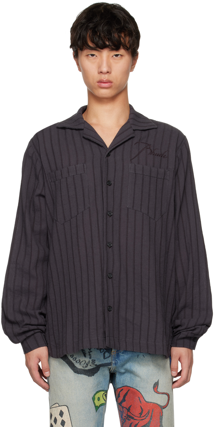 Rhude: Navy Striped Shirt | SSENSE