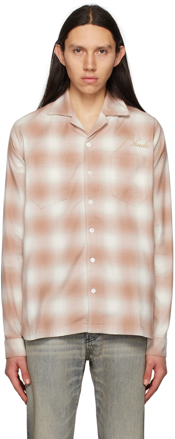 Rhude Logo-embroidered Check-print Shirt In Brown
