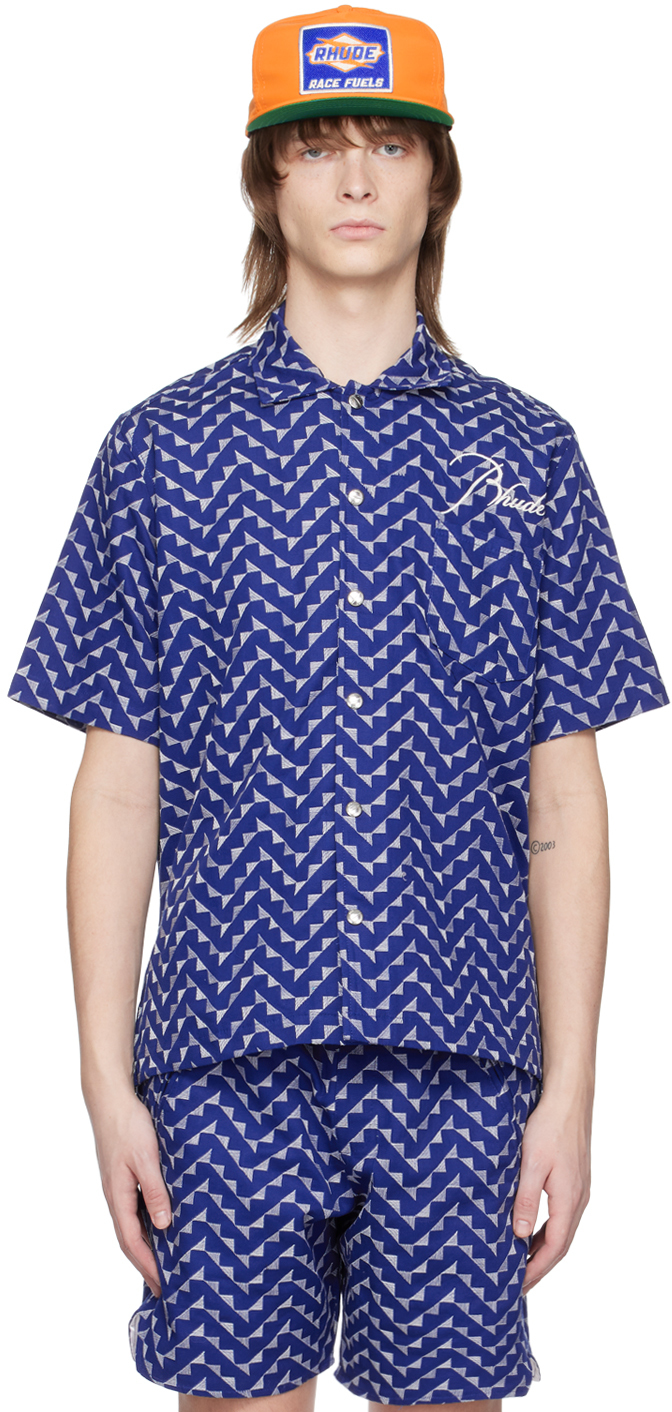Rhude Navy Embroidered Shirt
