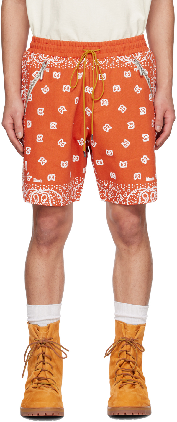 Rhude Orange Bandana Shorts