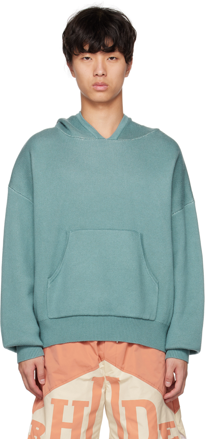 Rhude Green Jacquard Hoodie In Ivory And Sage