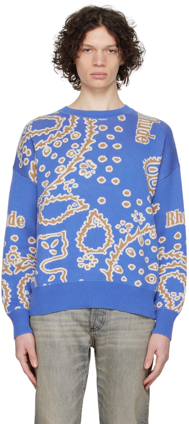 Rhude: Blue Bandana Sweater | SSENSE UK