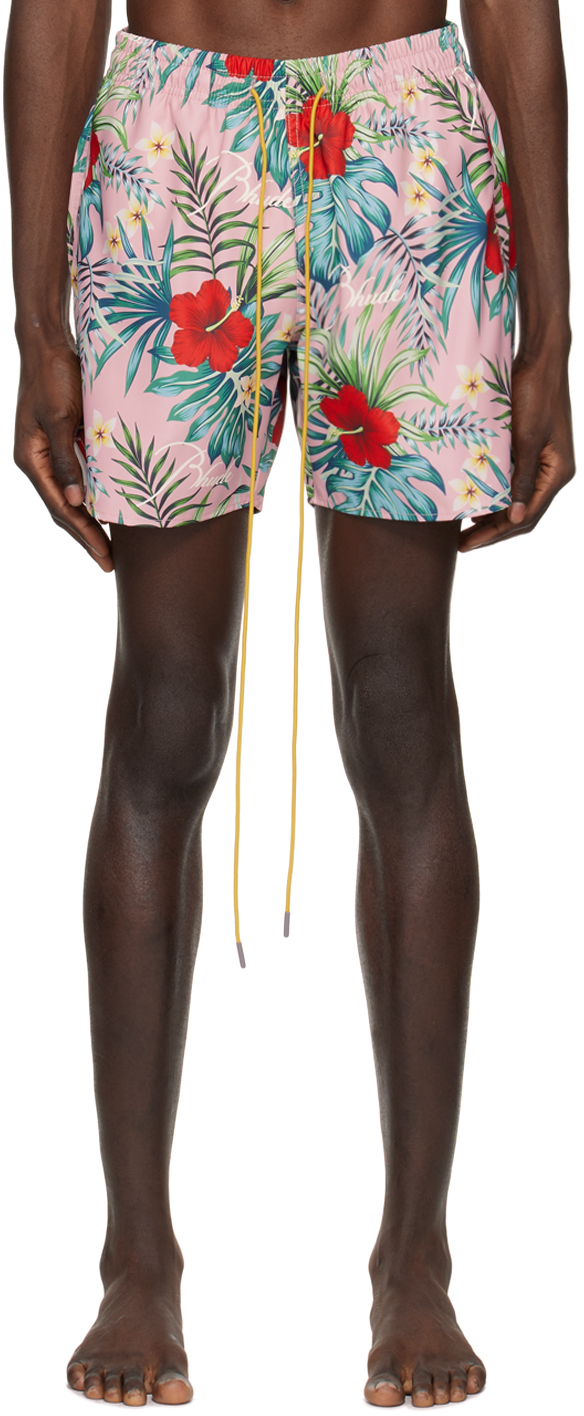 Rhude: Pink Tropical Swim Shorts | SSENSE UK