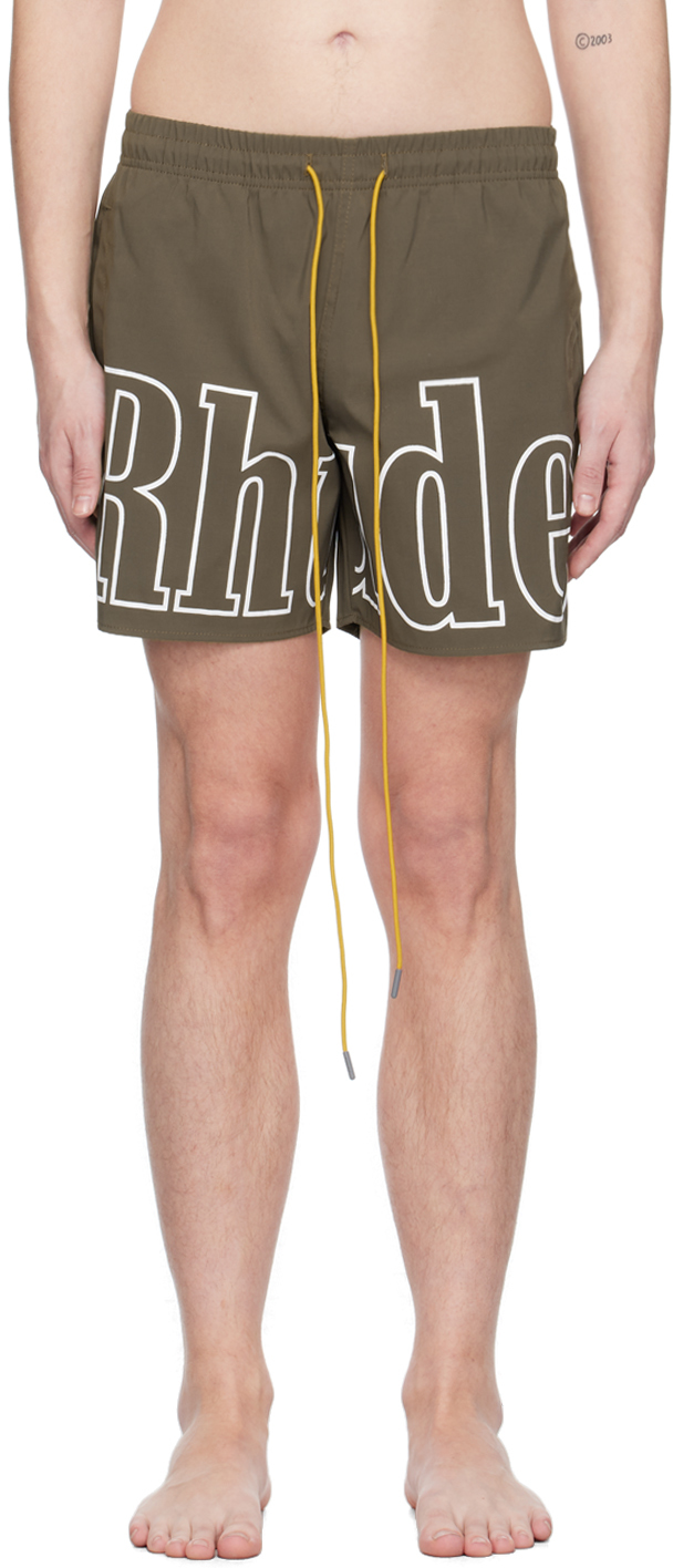 Rhude Gray Printed Swim Shorts