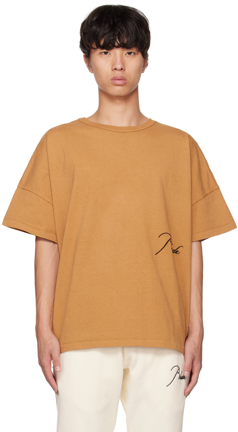 Rhude: Yellow Reverse T-Shirt | SSENSE Canada