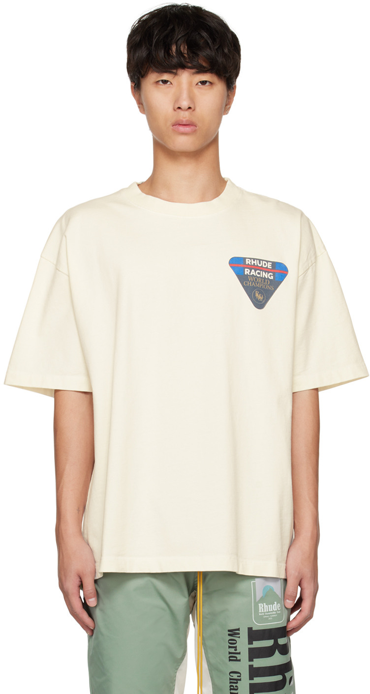 Rhude: White Race Patch T-Shirt | SSENSE Canada