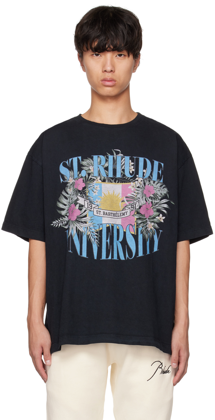 Rhude St. Rude University T-shirt In Black