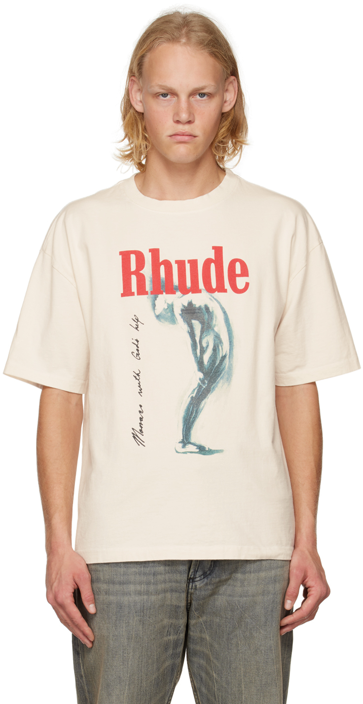 Rhude: Off-White Printed T-Shirt | SSENSE UK
