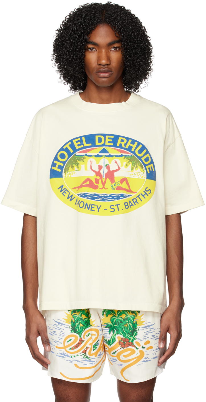 Rhude: Off-White 'Hotel de Rhude' T-Shirt | SSENSE UK