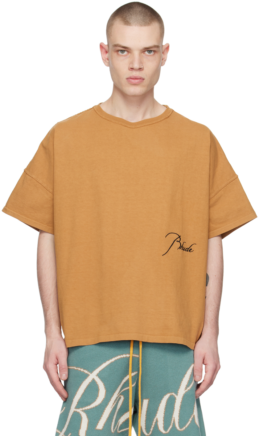 Tan Reverse T-Shirt by Rhude on Sale