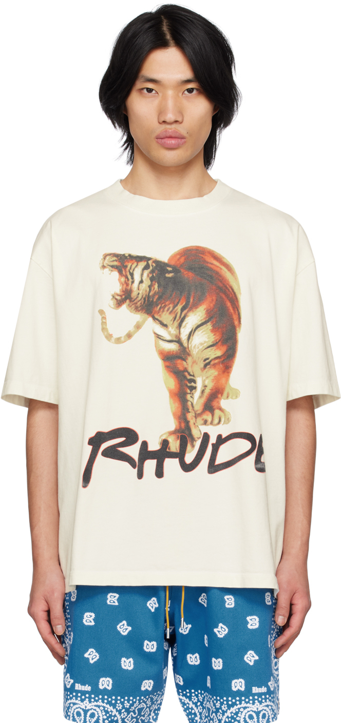 Rhude Off-White Printed T-Shirt