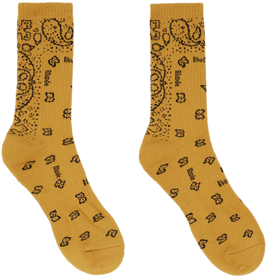 Rhude Yellow Bandana Socks