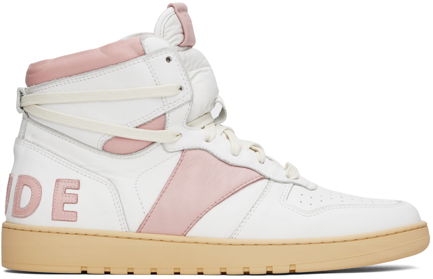 Rhude White & Pink Rhecess Hi Sneakers