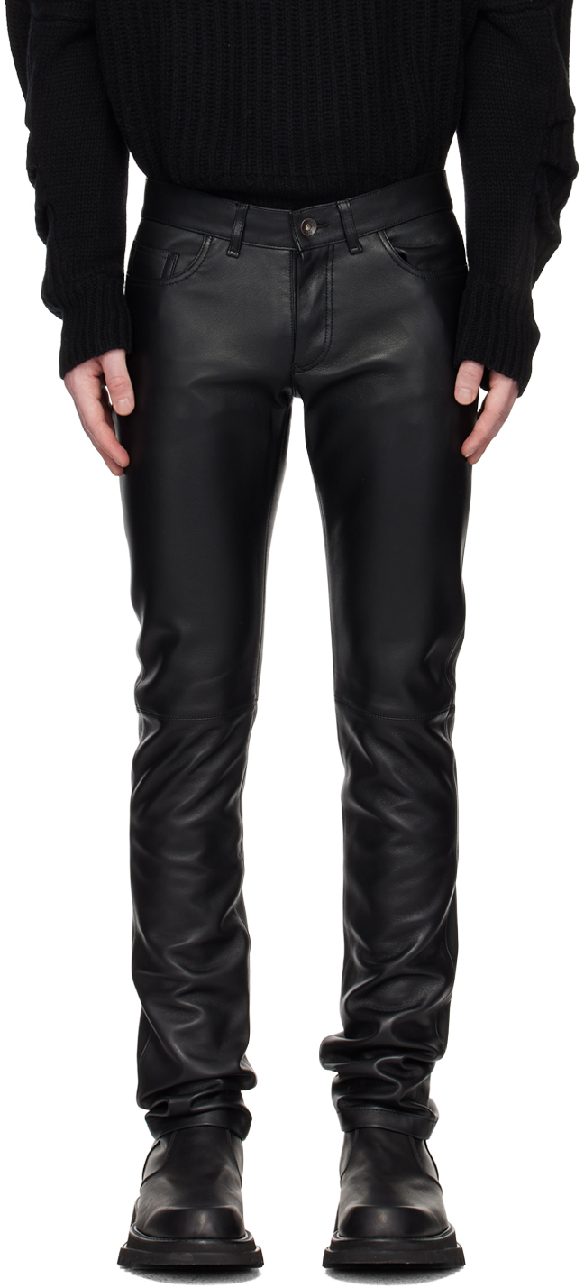 ALTU: Black Straight-Leg Leather Pants | SSENSE UK