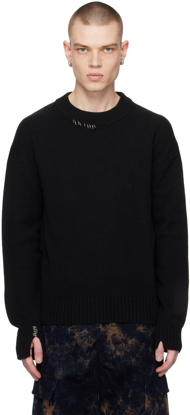 ALTU: Black Pierced Sweater | SSENSE UK