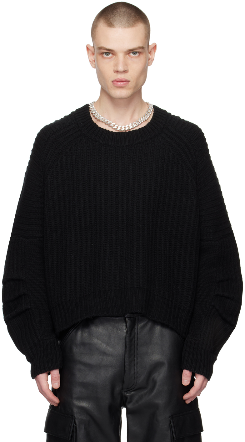 ALTU: Black Pleated Sweater | SSENSE