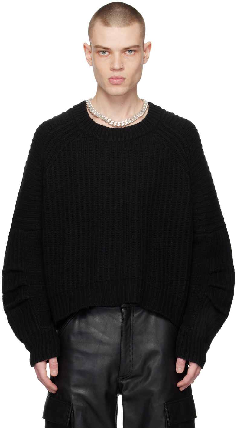 Altu Black Pleated Sweater In 000001 Black