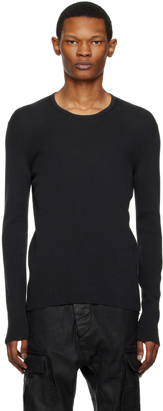 Label Under Construction Black Ribbed Sweater In Dg_dk Grey