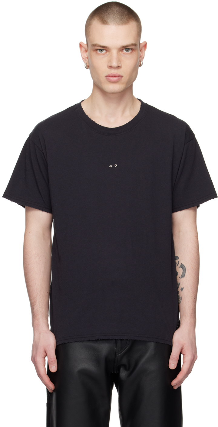 Black Distressed T-Shirt by ALTU on Sale