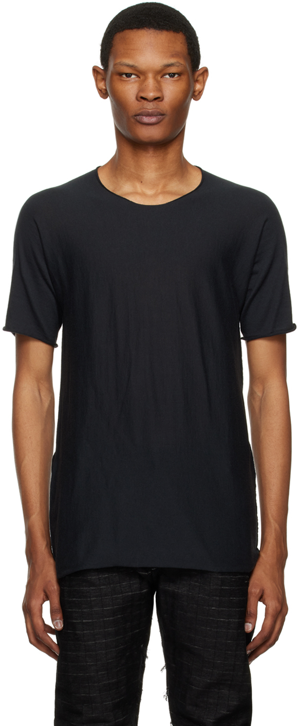 Label Under Construction: Black Parabolic Zip Seam T-Shirt | SSENSE Canada