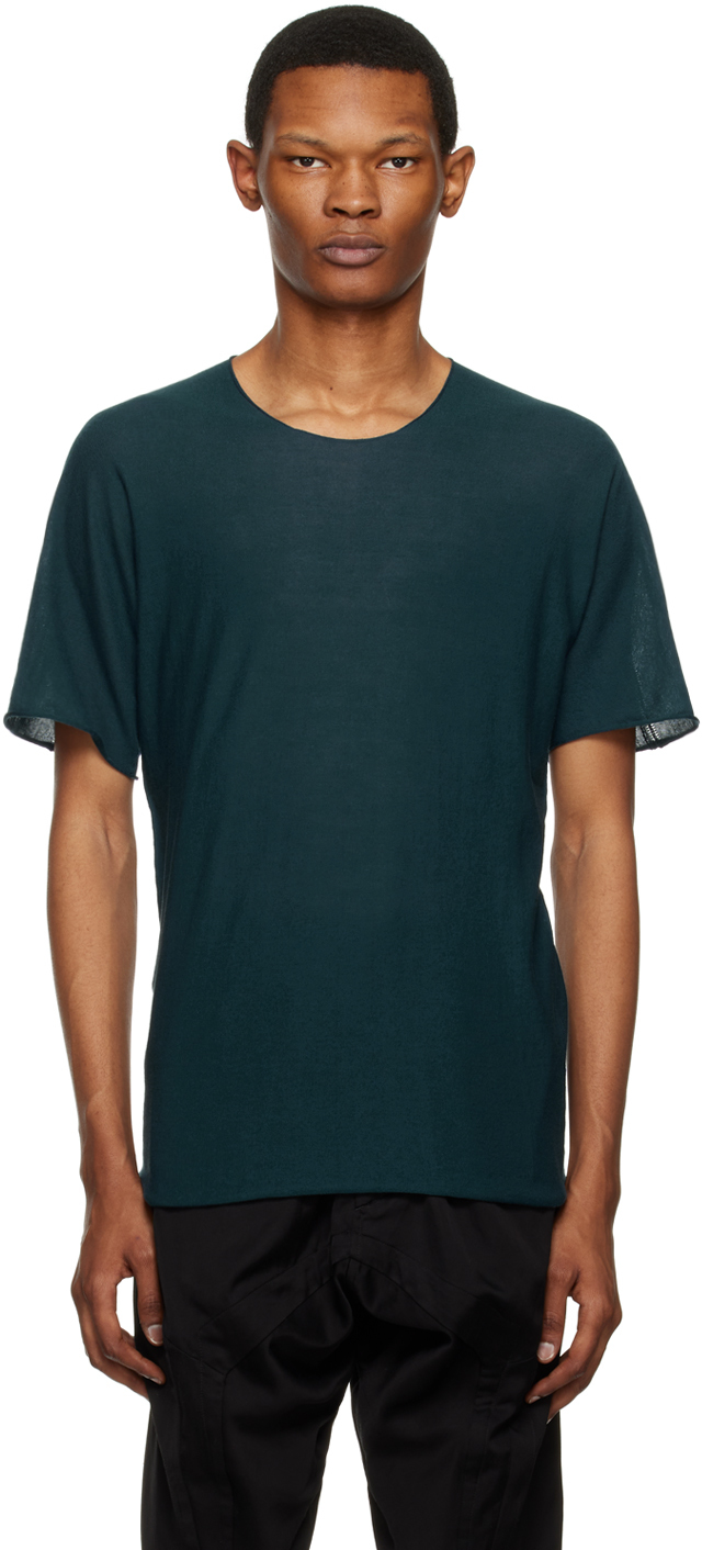 Label Under Construction Green Parabolic Zip Seam T-shirt In Pt-pg_petrol-pale Gr