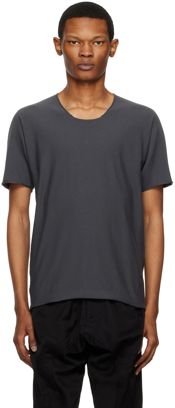 Label Under Construction: Gray Parabolic Zip Seam T-Shirt | SSENSE