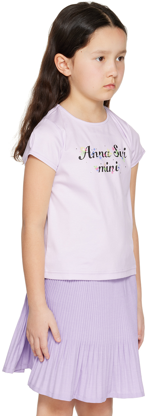Anna Sui Kids Purple Printed T-shirt In 61 Lavender