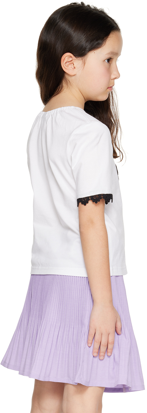 Anna Sui Kids White Embroidered T-shirt In 01 White