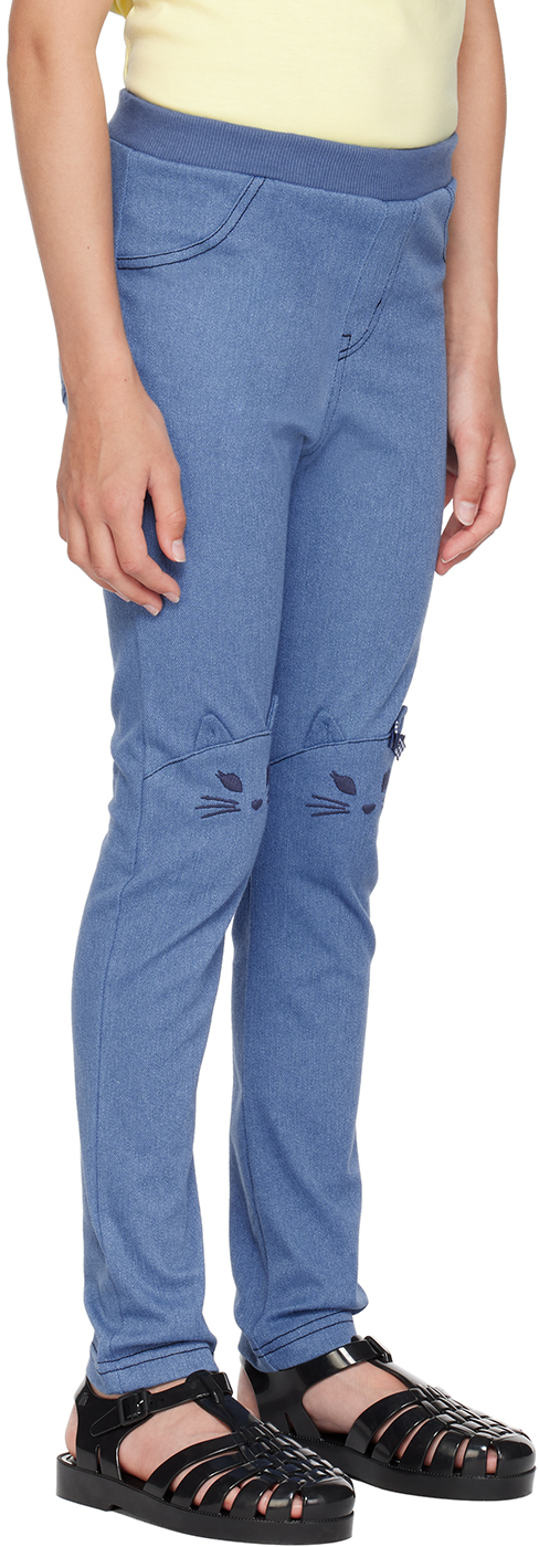 Anna Sui Kids Blue Embroidered Lounge Pants In 51 Blue