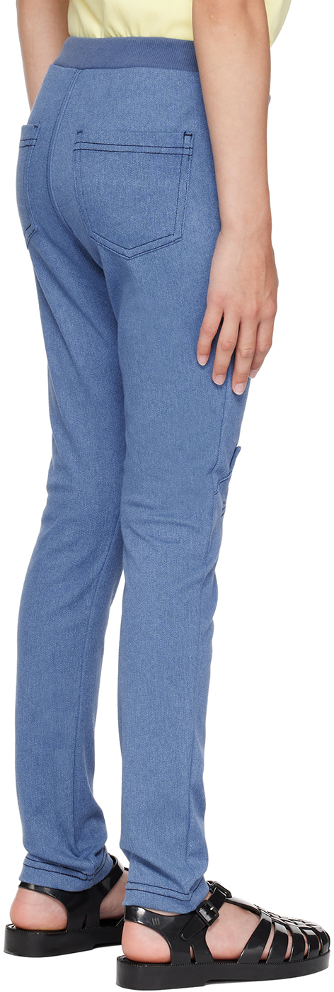 Anna Sui Kids Blue Embroidered Lounge Pants In 51 Blue