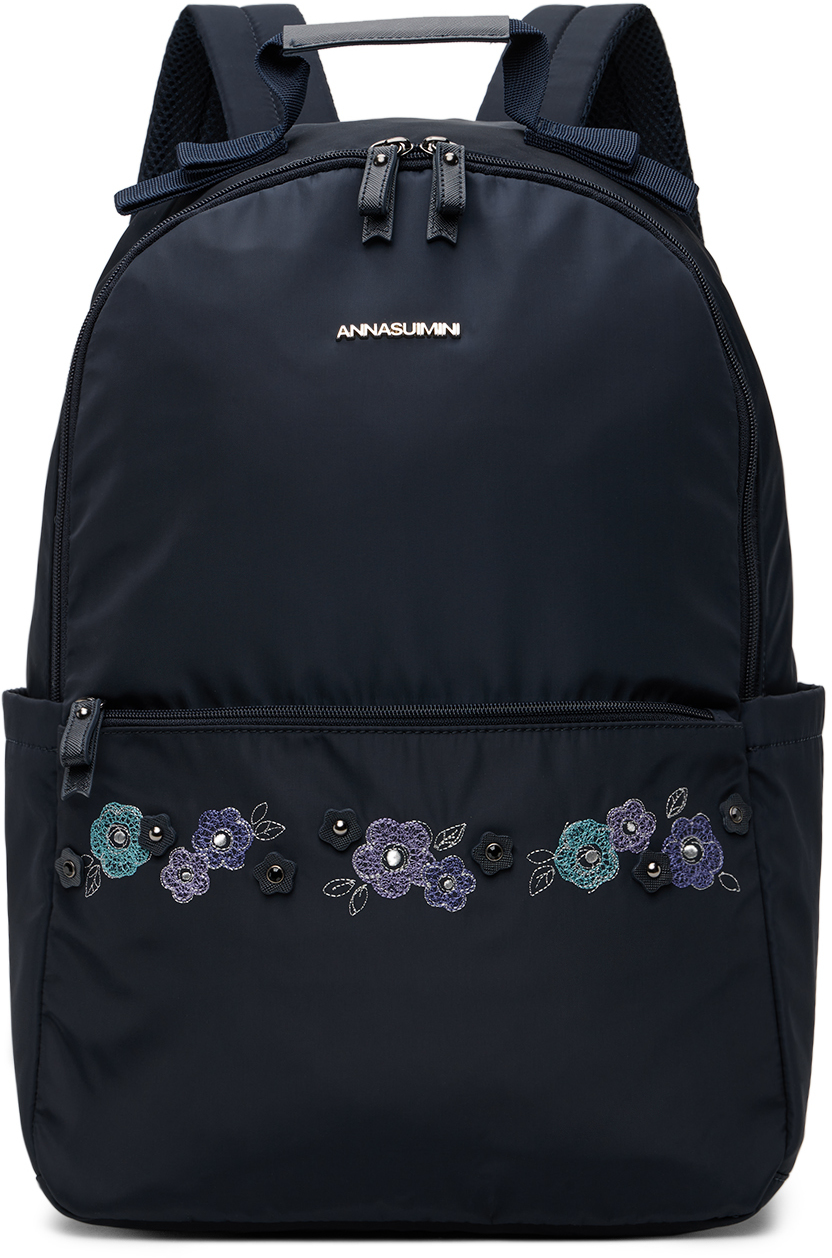 Anna Sui Mini Kids Navy Mothers Backpack In Blue