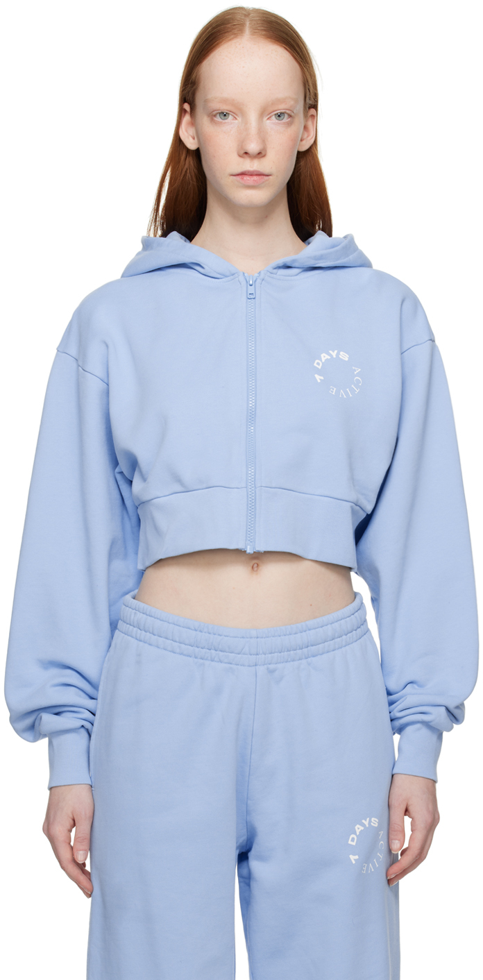7 Days Active Blue Cropped Hoodie In Light Blue