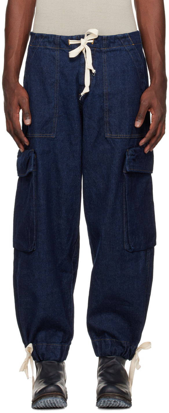 Greg Lauren Blue Wide-Leg Jeans