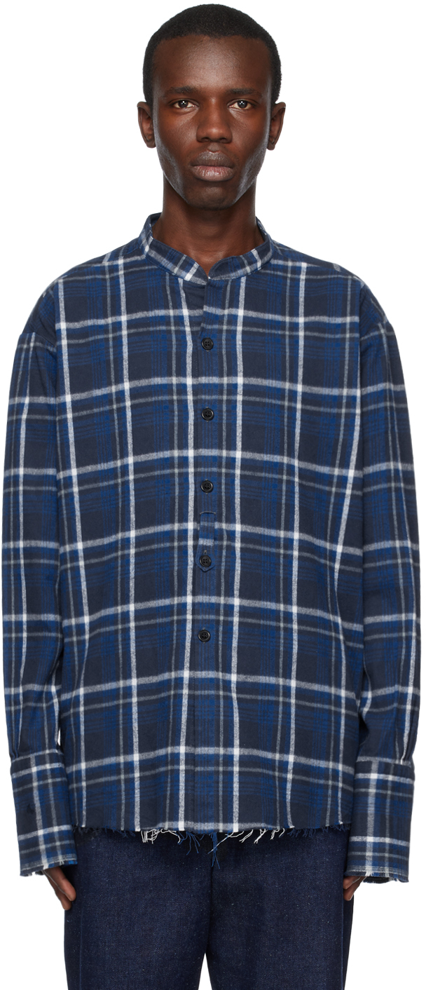 Greg Lauren: Blue Plaid Shirt | SSENSE