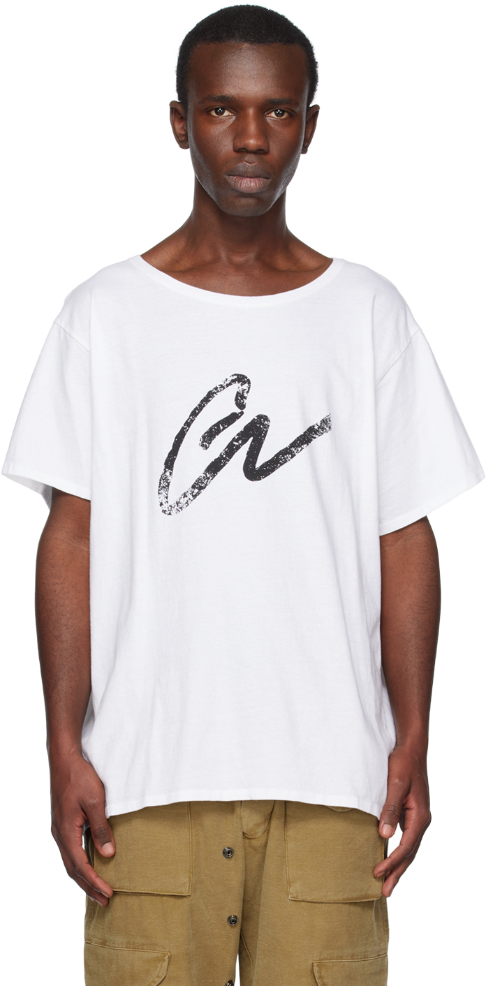 Greg Lauren: White 'GL' T-Shirt | SSENSE Canada