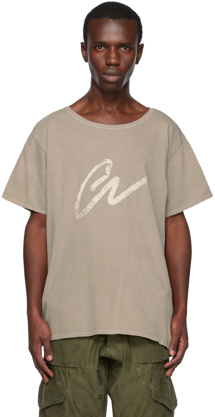 Greg Lauren Logo-print Cotton T-shirt In Sage