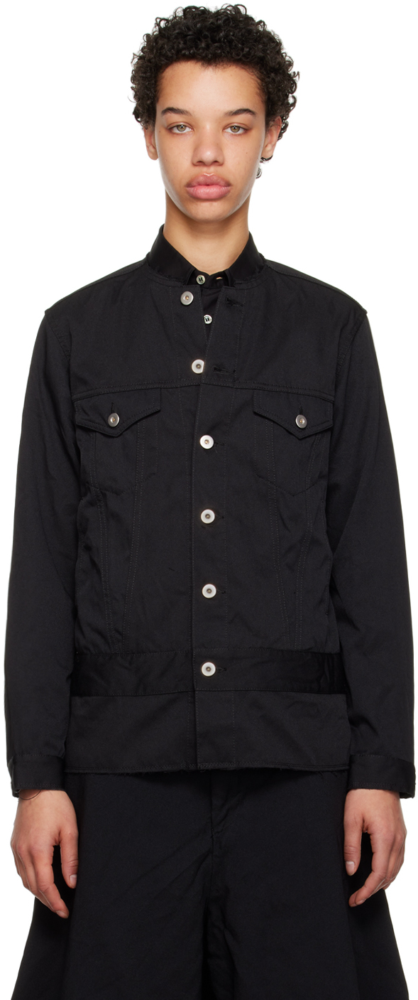 Black Comme Des Garçons Black Collarless Jacket In 1 Black